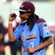Little League Baseball pitcher Mo’ne Davis reacts after she throws out the ceremonial first pitch before Game 4 of the 2014 World Series at AT&T Park Oct. 25, 2014, in San Francisco.
Kyle Terada-Pool/Getty Images